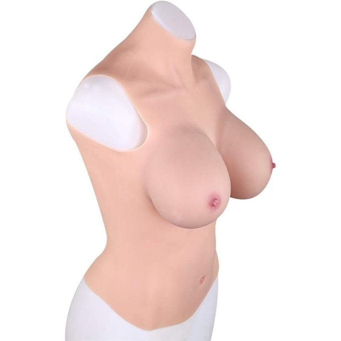 Buste Entier Seins Réalistes Coton - Col Haut - Bonnet G