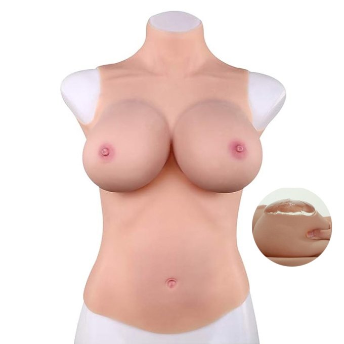 Buste Entier Seins réalistes Silicone | Col haut | Bonnet D