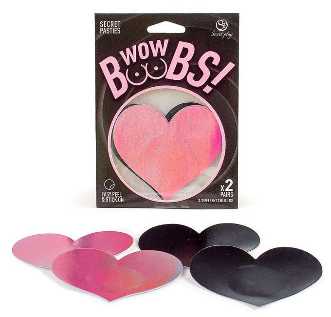 Cache-Tétons Wow boobs heart Bicolores