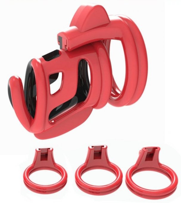 Cage de chasteté Cock Cuff 7.5 x 3 cm Rouge-Noir