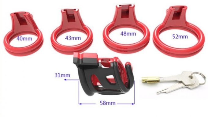 Cage de chasteté Cock Cuff 7.5 x 3 cm Rouge-Noir