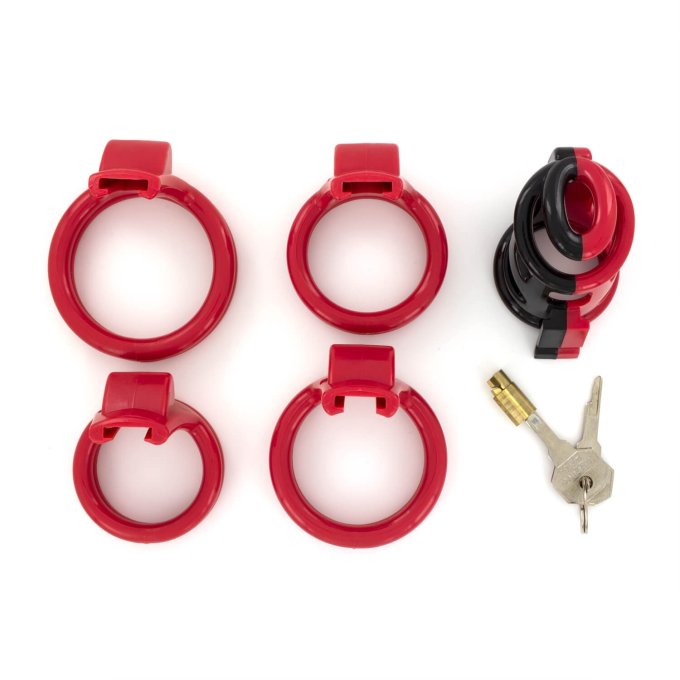Cage de chasteté Cock Cuff 7.5 x 3 cm Rouge-Noir