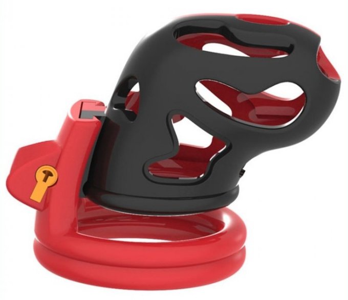 Cage de chasteté Dinoz 6.5 x 3cm Noir-Rouge
