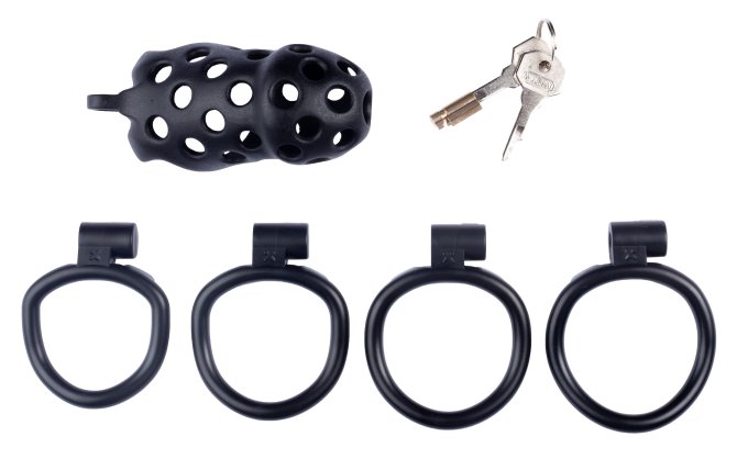 Cage de chasteté Dotty XL 10 x 4cm Noire