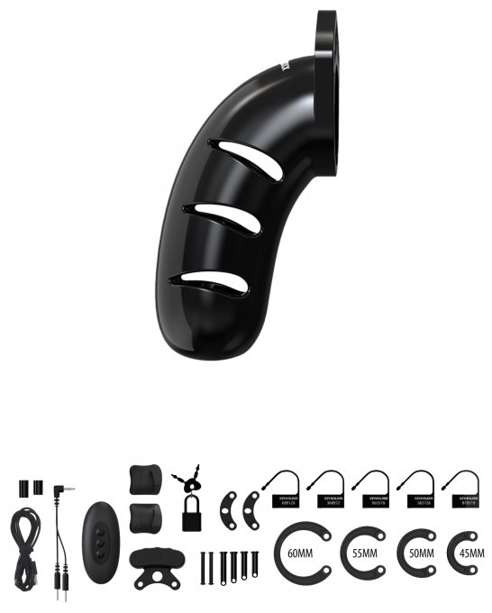 Cage de chasteté Électro ManCage Modèle 22 - 11.5 x 3.4cm Noire