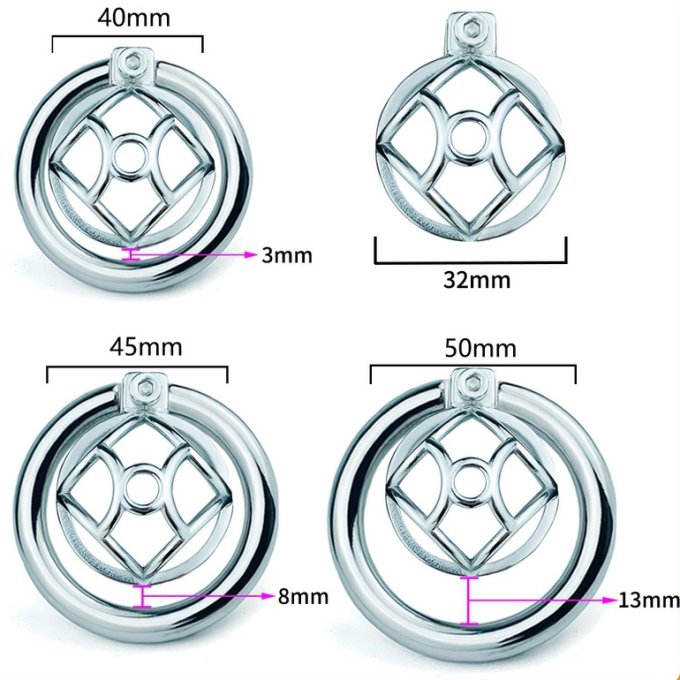 Cage de chasteté en métal avec Plug d'urètre Hexy 3 x 3.3cm