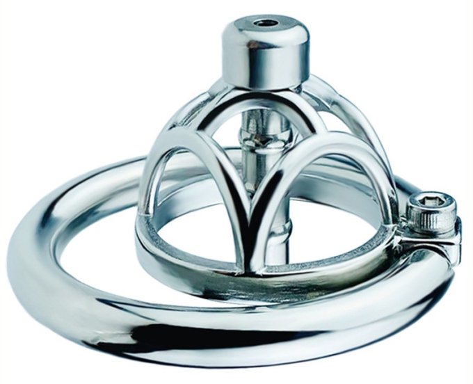 Cage de chasteté en métal avec Plug d'urètre Hexy 3 x 3.3cm