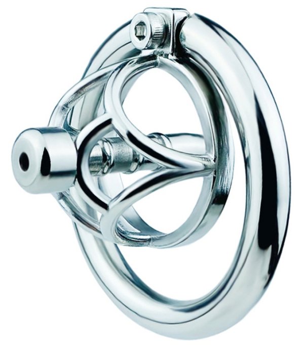 Cage de chasteté en métal avec Plug d'urètre Hexy 3 x 3.3cm