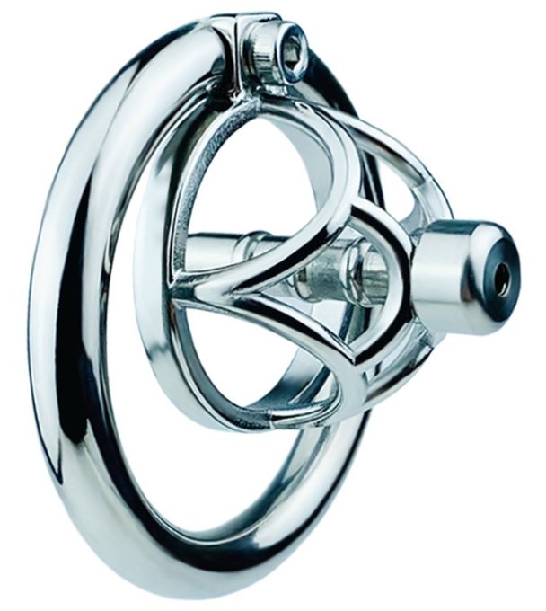 Cage de chasteté en métal avec Plug d'urètre Hexy 3 x 3.3cm