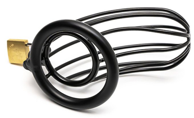 Cage de Chasteté en métal Grille 12 x 3.5cm | Anneau 50mm Noir
