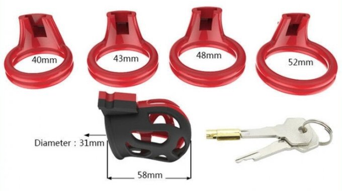 Cage de chasteté Joker 7.5 x 3cm Rouge-Noir