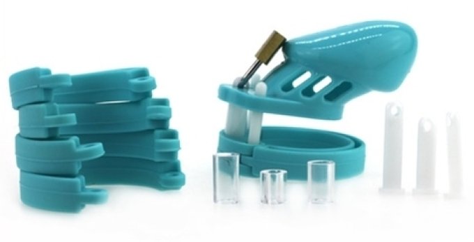 Cage de chasteté Silicone 7 x 3.3 cm Bleu