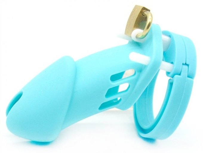 Cage de chasteté Silicone Bran 9 x 3cm Bleue