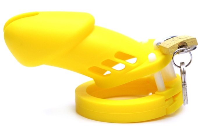 Cage de chasteté Silicone Bran 9 x 3cm Jaune