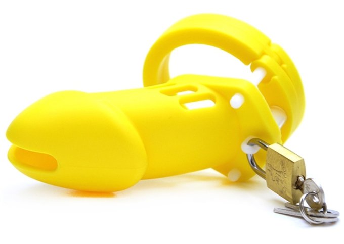 Cage de chasteté Silicone Bran 9 x 3cm Jaune