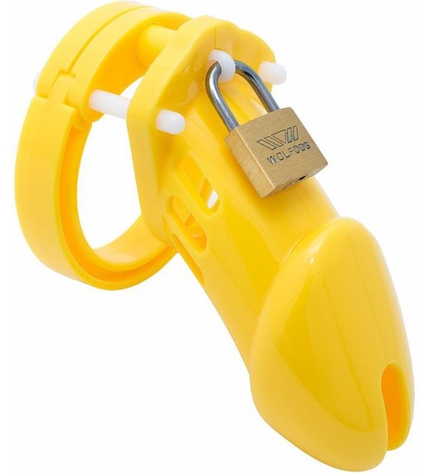 Cage de chasteté Silicone Bran 9 x 3cm Jaune