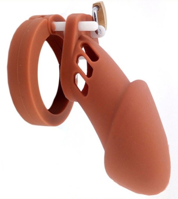 Cage de chasteté Silicone Bran 9 x 3cm Marron