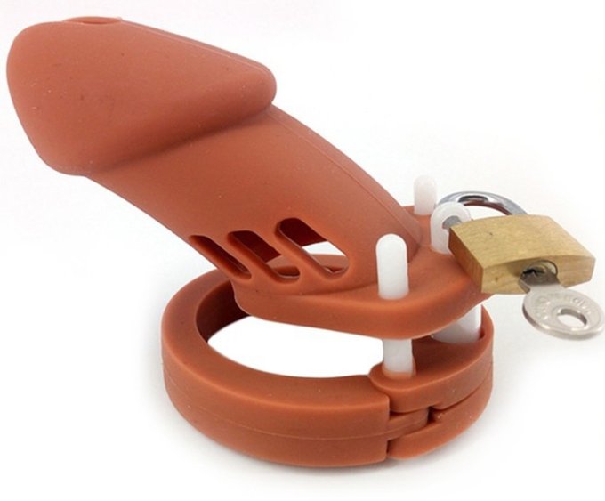 Cage de chasteté Silicone Bran 9 x 3cm Marron