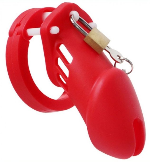 Cage de chasteté Silicone Bran 9 x 3cm Rouge