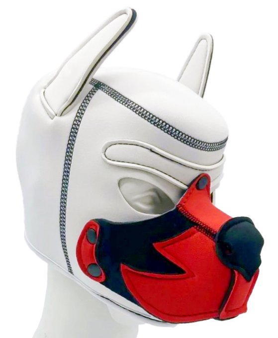 Cagoule Puppy Fox Néoprène Blanc-Rouge
