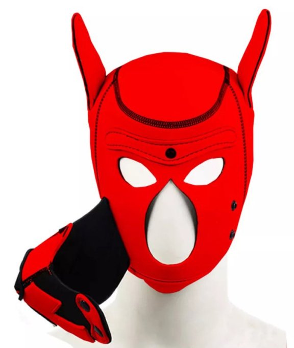 Cagoule Puppy Fox Néoprène Rouge-Noir