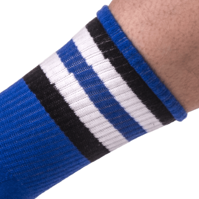Chaussettes Half Fetish Stripes Bleu Noir Blanc