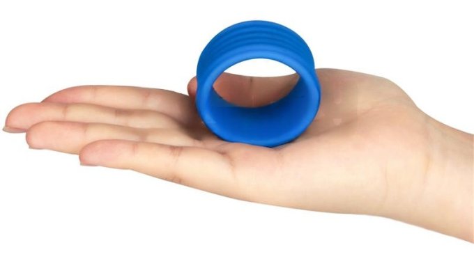 Cockring Deep Rib Grip 35 mm Bleu