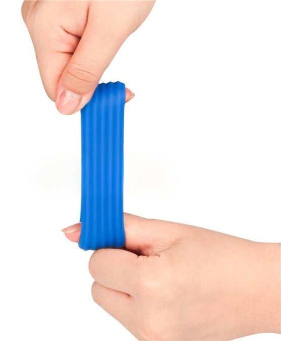 Cockring Deep Rib Grip 35 mm Bleu