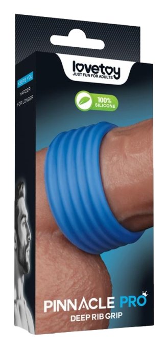 Cockring Deep Rib Grip 35 mm Bleu