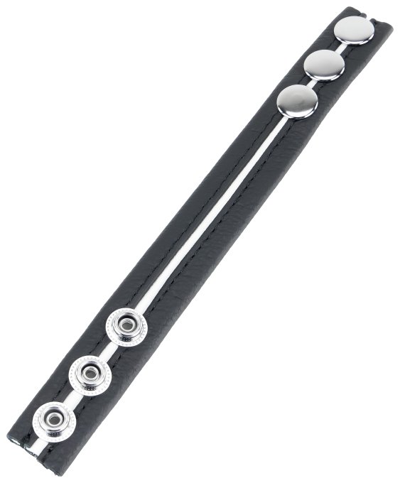 Cockring en cuir 3 Pressions Noir-Blanc