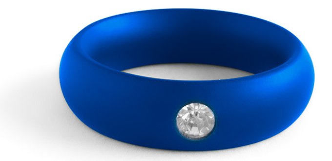 Cockring en métal Donut Strass Bleu