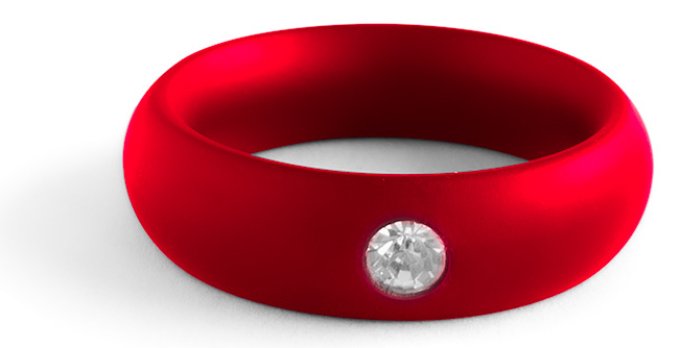 Cockring en métal Donut Strass Rouge