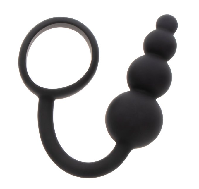Cockring Plug anal Beads Ring 8.5 x 3.5 cm Noir