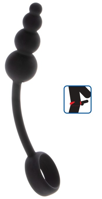 Cockring Plug anal Beads Ring 8.5 x 3.5 cm Noir