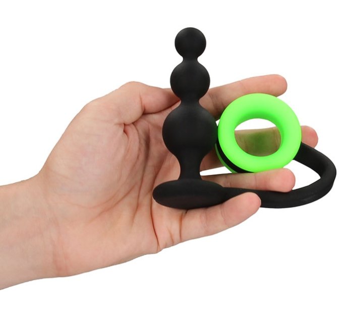 Cockring Plug phosphorescent Beads Glow 10 x 3.3cm