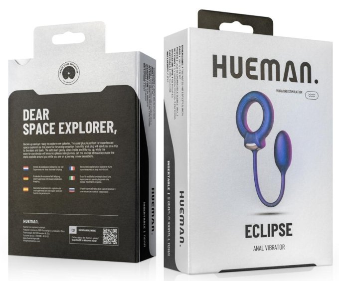 Cockring + Plug vibrant Eclipse Hueman 6.5 x 3cm - Diamètre 45mm