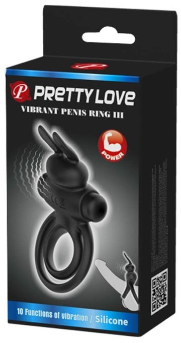 Cockring vibrant Dick Rabbit Petty Love 25mm Noir