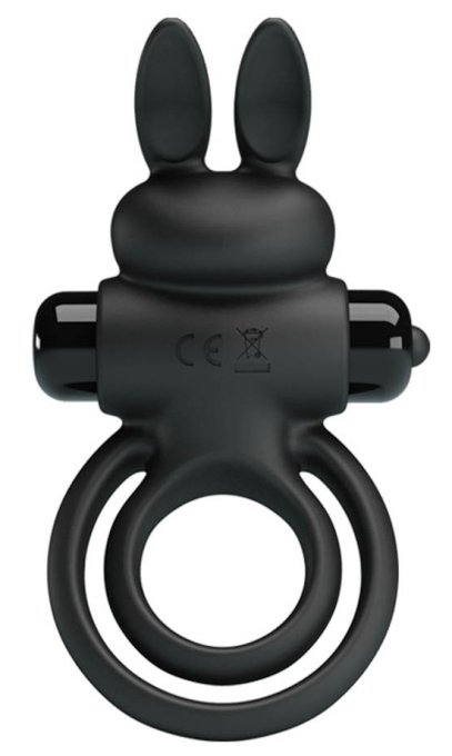 Cockring vibrant Dick Rabbit Petty Love 25mm Noir