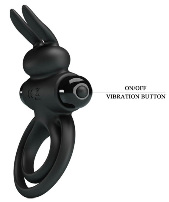 Cockring vibrant Dick Rabbit Petty Love 25mm Noir