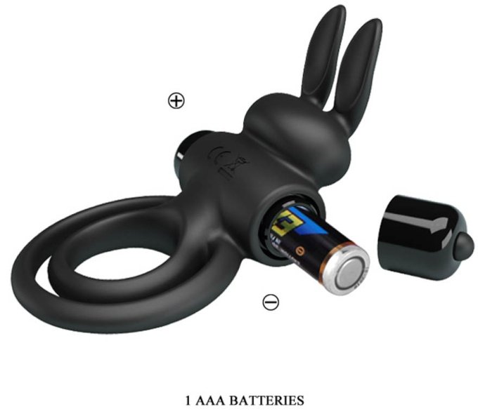 Cockring vibrant Dick Rabbit Petty Love 25mm Noir