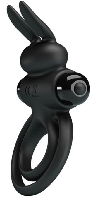 Cockring vibrant Dick Rabbit Petty Love 25mm Noir