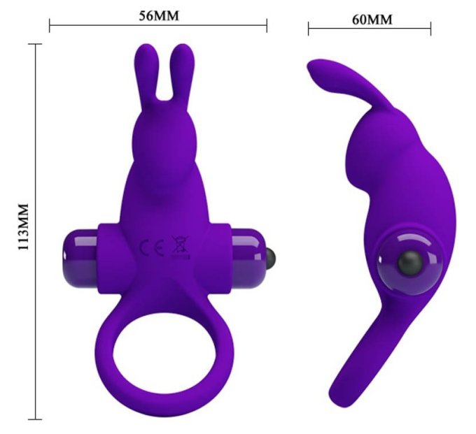 Cockring vibrant Dick Rabbit Pretty Love 30mm Violet