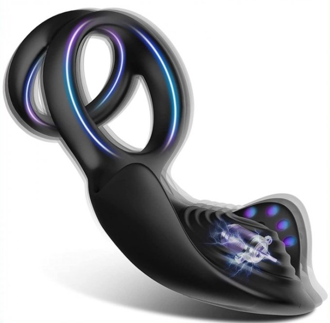 Cockring vibrant Double Delight Noir
