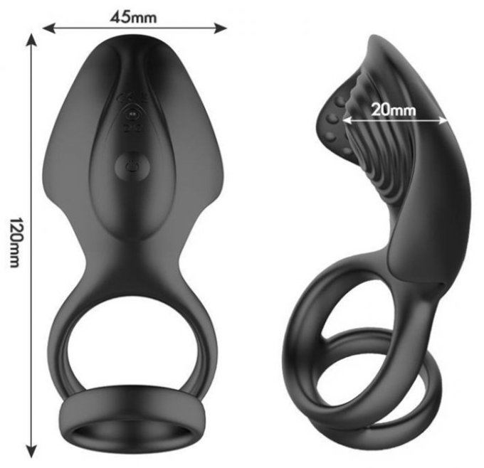 Cockring vibrant Double Delight Noir