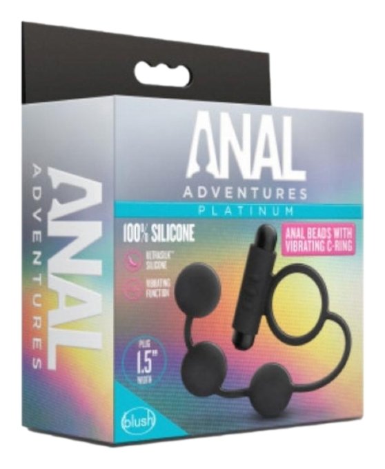 Cockring vibrant et Chapelet Anal Adventures Beads C-Ring 17 x 3.7cm