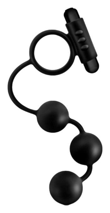 Cockring vibrant et Chapelet Anal Adventures Beads C-Ring 17 x 3.7cm