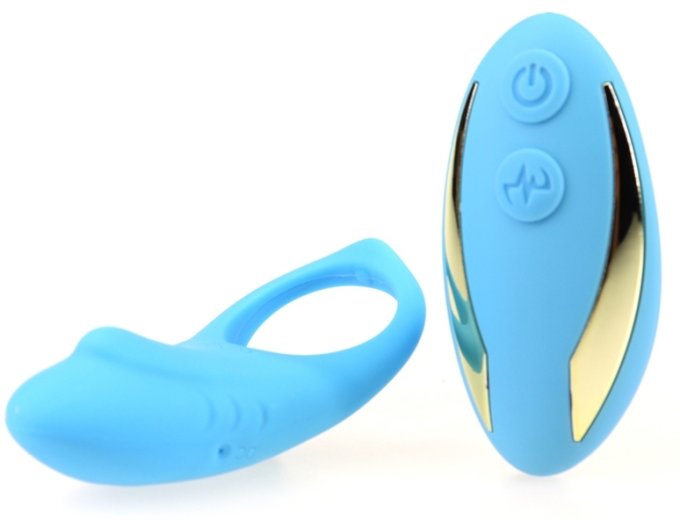 Cockring vibrant Shark 29mm Bleu