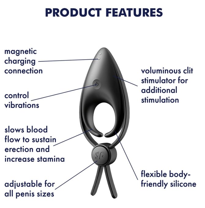 Cockring vibrant Sniper Satisfyer 28mm Noir