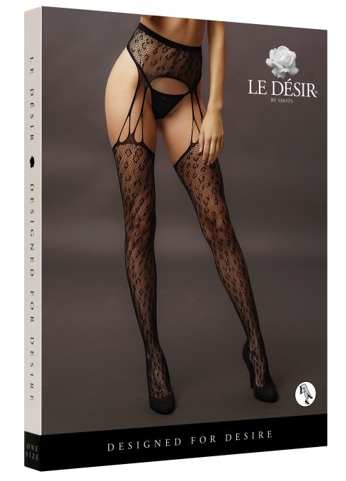 Collant effet porte-jarretelles Féline - Noir