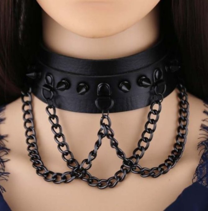 Collier à pointes Piky Noir